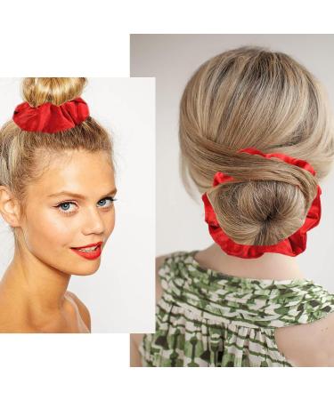 Hair Scrunchies for Women Velvet Scrunchy Hair Ties for Women Ladies Girls Hair Bands Elastic Soft Ponytail Holder Hair Bobbles Hair Accessories for Thick Thin Curly Hair Red - Buy Online on GoSupps.com