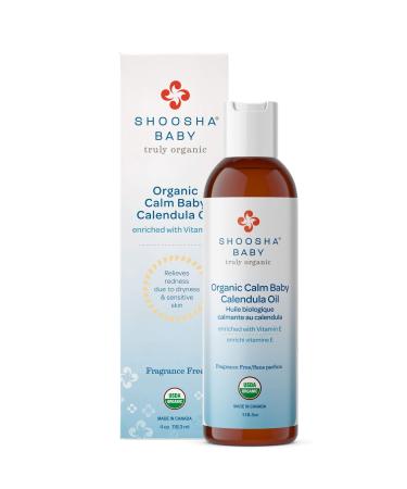 Shoosha Organic Calendula Oil Fragrance Free, for Babies, Real Calendula Oil, Calendula Massage Oil Moisturizer, Hypoallergenic, Gluten-Free, 100% Biodegradable