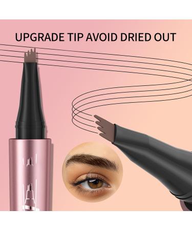 Microblading Eyebrow Pen with 4-Fork-Tip - Eye Makeup Eyebrow Tint Pen Lift & Snatch Eyebrow Pen Long-Lasting Waterproof Natural Hair-Like Brows Refined Pink Champagne(Gray) - Buy Online on GoSupps.com
