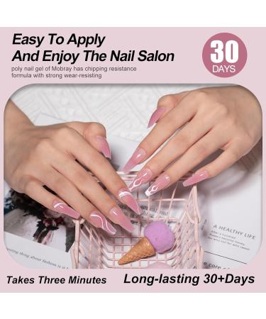 Mobray Poly Nail Gel Jelly Pink Rose 60 ML - Natural Color Acrylic Enhancement Builder for Nail Art - Beginner & Professional Poly Gel Extension - Buy Online on GoSupps.com