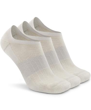 Busy Socks No Show Merino Wool Athletic Running Socks for Men Women,Low Cut Thin Soft Sport Wool Socks with Non-Slip Grips Small-Medium 3 Pairs White