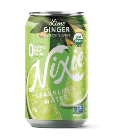 Nixie Sparkling Water, Lime Ginger | 12 fl oz cans, 24 pack | Organic, Non-GMO, 0 Calories, 0 Sugar, 0 Sodium