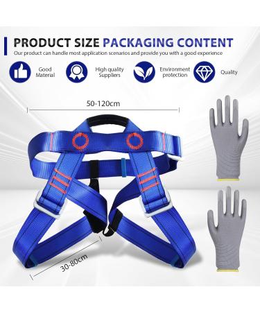 Buy Wiyety Adjustable Climbing Belt & Gloves - Safety Gear for Tree Climbing & Crash Protection (Blue) - International Shipping Available - Buy Online on GoSupps.com