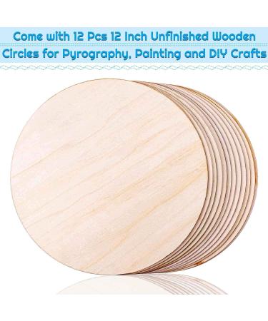12-Pack Audab 12 Inch Unfinished Wood Circles for Crafts - Wooden Rounds for DIY Projects, Door Hanger, Wood Burning - Buy Online on GoSupps.com
