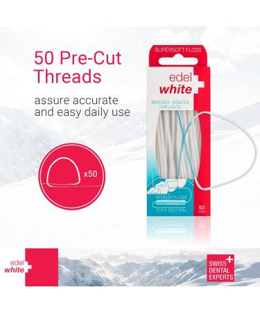Super Soft Dental Floss - 50 Threaders for Braces Bridges & Implants | Gentle Pre-Cut Oral Hygiene Care - Buy Online on GoSupps.com