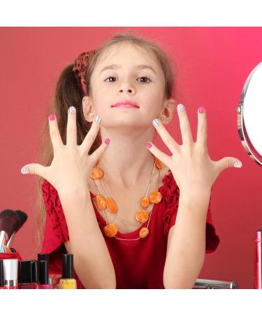 72 Pieces Kids Stick On False Nails Kit for Girls - Short Full Cover Nail Design Set with Stripe and Dot Patterns - 3 Boxes Included - Buy Online on GoSupps.com