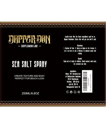 Dapper Don Sea Salt Styling Spray Added Texture & Thickness - Maximum Volume Sea Salt Spray | Leave-in for Body & Style | All Hair Types Medium Hold (8.8 floz) - Buy Online on GoSupps.com