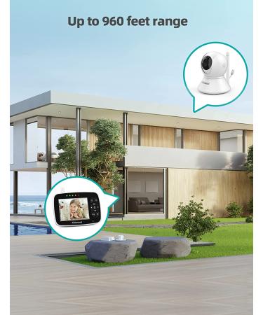 3.5 Inch Video Baby Monitor with Camera, Audio, Remote Control Pan & Tilt, Night Vision, Two-Way Audio - Long Range 960ft - Buy Online on GoSupps.com
