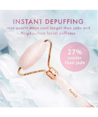 Fancii Rose Quartz Facial Roller Massager | Anti-Aging Jade Skincare Tool | 100% Brazilian Quartz for Face Eyes & Body - Buy Online on GoSupps.com