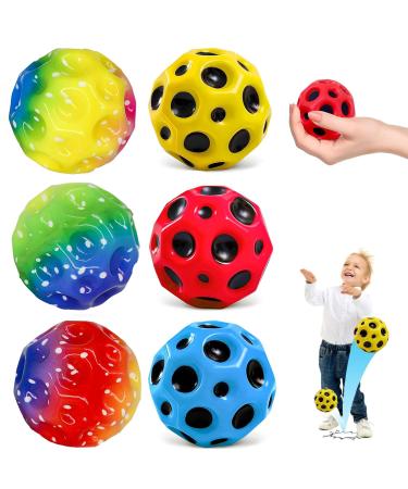 Byhotome moon ball 6 pieces of high jumps rubber ball space ball moonball planet bouncy balls 7 cm flunkyball bounce ball bouncing ball for children high bounce hole ball lavall party gifts for children mix-color