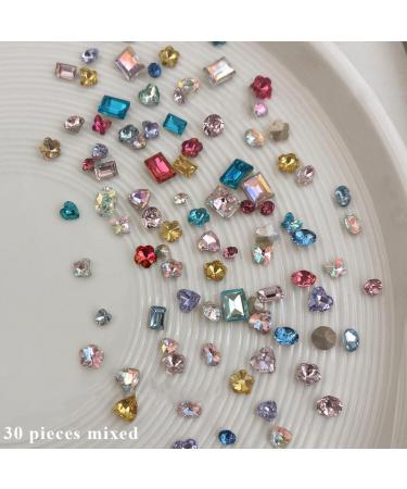 Nail tip bottom shaped diamond accessories Nail jewel pendant 30 colored mixed crystal diamonds 3-8MM - Buy Online on GoSupps.com