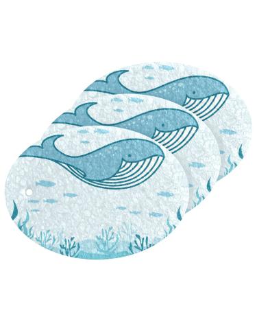 3-Pack Cleaning Kitchen Sponges Oval Cute Whale Cartoon Kitchen Cellulose Dishwashing Wood Pulp Cotton