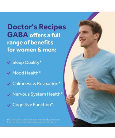 Doctor's Recipes GABA Magnesium Glycinate L-Theanine Supplement GABA (Gamma-Aminobutyric Acid) 500mg Vitamin B6 B1 B2 B3 B5 Biotin Calm Sleep Relaxation Mood Support 90 Veggie Capsules - Buy Online on GoSupps.com