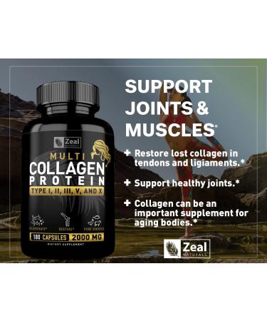 Multi Collagen Peptides Pills (Types , , , , ) Grass Fed Collagen Pills (180 Capsules) - Hydrolysate Collagen Protein Blend for Hair, Skin, Nails, and Joint Support - Collagen Pills for Women - Buy Online on GoSupps.com