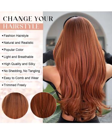 Kellynee Auburn Ginger Wig with Bangs - Long Straight Synthetic Heat Resistant Wig for Women - Effortlessly Elegant for Parties - Buy Online on GoSupps.com