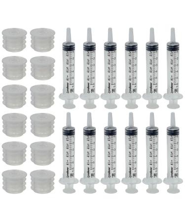 Press in Bottle Adapter fits Bottles 18 mm (0.70 Inches) Outer Neck Size Paired with 6 ml Clear Oral syringe (Pack of 12)