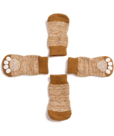 Pet Heroic Indoor Anti-Slip Socks for Dogs & Cats | 8 Sizes S-5XL | Silicone Gel Paw Protection & Traction | Stylish Brown - Buy Online on GoSupps.com