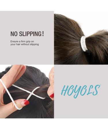 Hoyols Braided Ponytail Holders - No Metal Elastic Hair Bands for Women - 50 Count 4mm - White - Buy Online on GoSupps.com