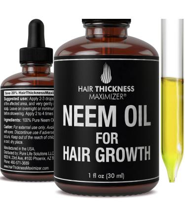 Organic Neem Oil For Hair Growth. From Pure Neem Seed of India. Stop Hair Loss Now. Best Treatment for Hair Thinning. Hair Thickening Oils Conditioner. Great For Skin  Dandruff Reduction 1oz 1 Fl Oz (Pack of 1)