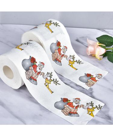 2 Rolls Christmas Toilet Paper Santa Claus Printed Christmas Toilet Roll Funny Merry Xmas Toilet Paper Bulk for Bathroom Decor Stocking Stuffers Party Favors - Buy Online on GoSupps.com