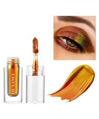 DE'LANCI Liquid Glitter Eyeshadow  Intense Multicolor Shifting Orange Eyeshadow  Long-lasting With No Crease  Highly Pigment Multichrome Shimmer Eyeshadow Makeup  1.6g (02 BRONZE)