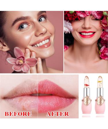 2 Pack Crystal Jelly Flower Lipstick Set B - Color Change Lip Gloss pH Clear Magic Long Lasting Moisturizing Lip Balm - Buy Online on GoSupps.com
