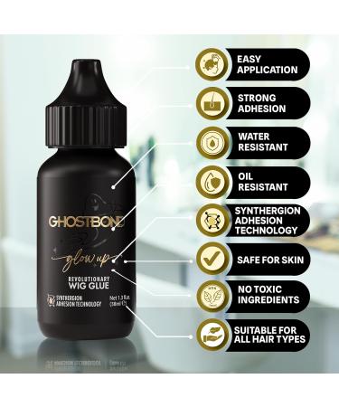 GHOSTBOND Glowup Revolutionary Wig Glue Hair Replacement Adhesive That Stays for A Week: Water & Oil-Resistant Strong Hold for Secure & Natural-Looking Wigs Toupees Poly & Lace Systems - 1.3 Ounce (Pack of 1) - Buy Online on GoSupps.com
