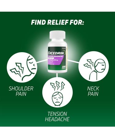 Excedrin Tension Headache Relief Caplets - 100 Count, Head, Neck, and Shoulder Pain Relief - Buy Online on GoSupps.com
