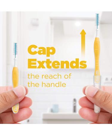 GUM Proxabrush Go-Betweens Reusable Interdental Cleaners Antibacterial Bristles Protective Travel Cap 1514D Yellow Size 4 Moderate 8 Count Moderate 1 count (Pack of 8) Yellow - Buy Online on GoSupps.com