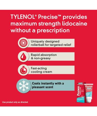 Tylenol Precise Cooling Pain Relieving Cream - Maximum Strength 4% Lidocaine & 1% Menthol for Joint Pain Relief | Fast-Acting Light Scent 4oz - Shop Internationally - Buy Online on GoSupps.com