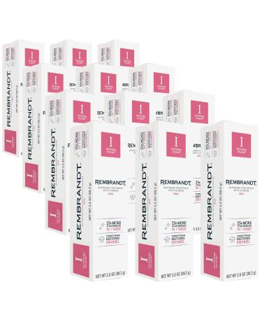 REMBRANDT Intense Stain Whitening Toothpaste With Fluoride Removes Tough Stains Rehardens And Strengthens Enamel Mint Flavor 3.5 Ounce (Pack of 12)