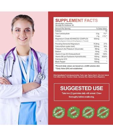 High Absorption Potassium Gluconate 99mg & Magnesium Citrate 400mg Gummies - 60 Count | Chewable Raspberry Supplements for Adults & Kids - Buy Online on GoSupps.com