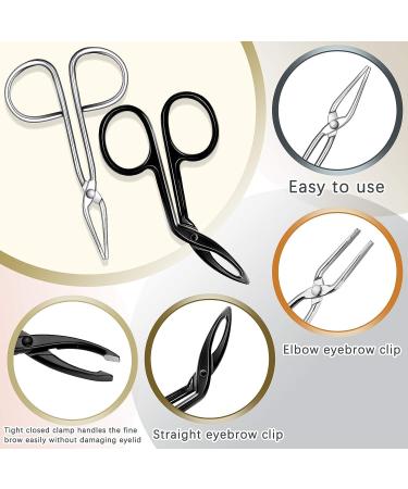 6-Piece Stainless Steel Scissors Shaped Eyebrow Tweezers Set - Flat and Slanted Tip Hair Pluckers for Brow Hair Removal, Silver and Black - Buy Online on GoSupps.com