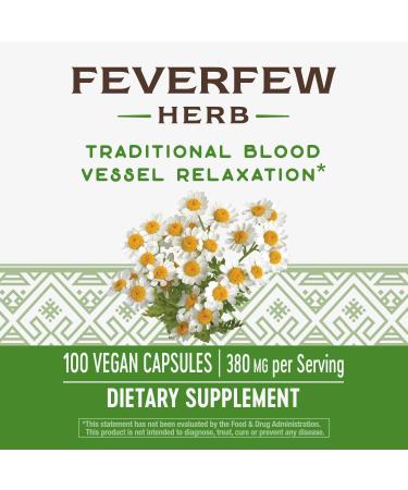 Nature's Way Feverfew Herb 380mg Vegan Capsules - Traditional Blood Vessel Relaxation - 100 Count - Buy Online on GoSupps.com