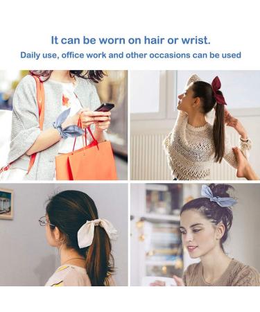 7 Pack Bunny Ear Hair Scrunchies - Chiffon Satin Silk Elastic Hair Bands for Girls & Women - Vintage Hair Accessories in 7 Colors - Buy Online on GoSupps.com