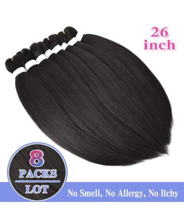 8 Pack 26 Inch #1B Pre Stretched Braiding Hair - Premium Kanekalon Extensions - Itch Free - Hot Water Setting - Yaki Texture - Professional Grade - Gift Set - Buy Online on GoSupps.com