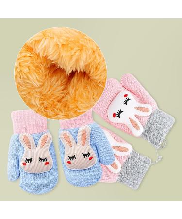 Jagowa Baby Knitted Gloves | 0-3 Years | Cute Cartoon Rabbit Design | Double-Layer Fleece | Winter Neutral Kids Gloves - Buy Online on GoSupps.com