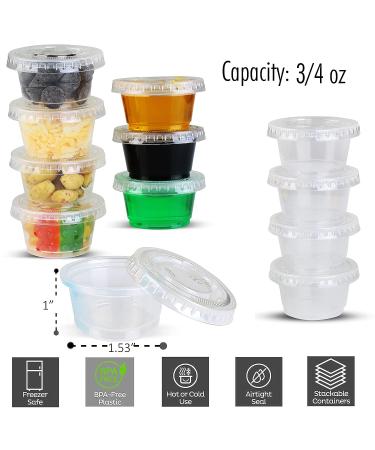 200 Sets of (0.75 Oz) Medicine Cups with Leak-Resistant Lids - Bulk Pack of Small Sample Cups - Clear and Transparent Condiment Containers - Easy Snap-On Tight Fit - Buy Online on GoSupps.com