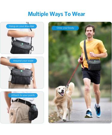Brifit Dog Treat Training Pouch with Magnetic Closure - Grey, Double Pocket, Padded Straps, Poop Bag Dispenser - Buy Online on GoSupps.com