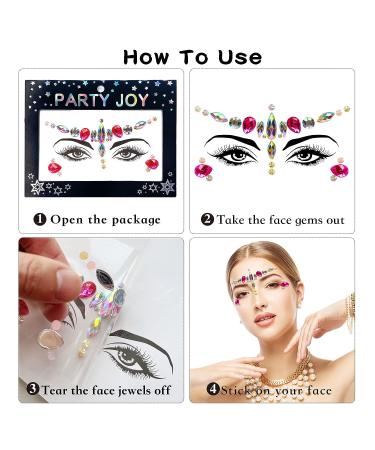 Lusy DM 12 Sets Face Gems - Rhinestone Mermaid Temporary Tattoos for Festival, Halloween & Rave Parties - Buy Online on GoSupps.com