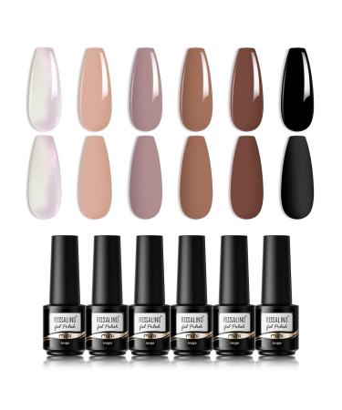 Rosalind UV nail polish shellac pastel black brown nude silver color gel nail polish uv gel nail polish set yail varnish nail art gel nail set 6 colors color 06