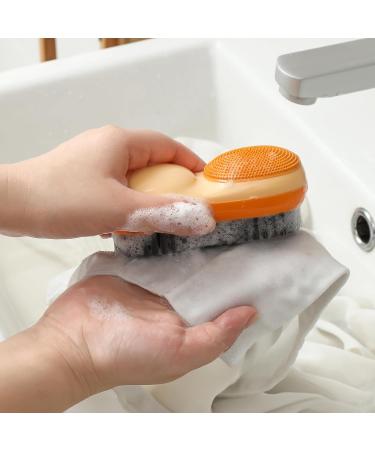 Blue Laundry Stain Brush - Dual-Sided Scrub Brush for Easy Stain Removal | Silicone Soft Bristles for Clothes & Underwear - Buy Online on GoSupps.com