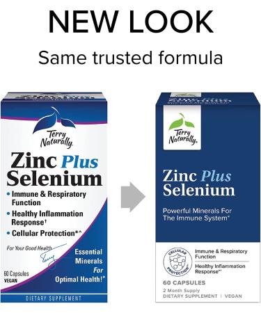 Terry Naturally Zinc Plus Selenium â€“ 60 Vegan Capsules for Immune Support - Buy Online on GoSupps.com