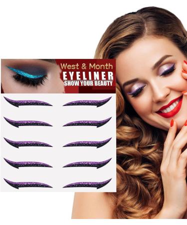 Sticker Eyeliner Glitter Instant -Adhesive Eyeliner Stencil Sparkle 5 Pairs Makeup Eyeliner Stickers Sticker Eyeliner for Eye Makeup Tool Eyeliner Tool Pochy Purple (Five Pairs) - Buy Online on GoSupps.com