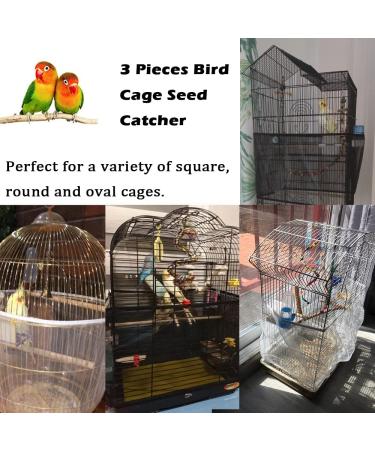 IAIGOGO 3 Piece Bird Cage Seed Catcher | Adjustable Nylon Mesh Parrot Skirt | Feather Guard for Square & Round Cages (2 Black + 1 White) - Buy Online on GoSupps.com