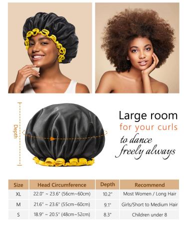 Mikimini Kids Shower Hoods 2-Pack | Waterproof Soft PEVA Bathing Hats - Cute & Comfortable Black & Yellow - Buy Online on GoSupps.com