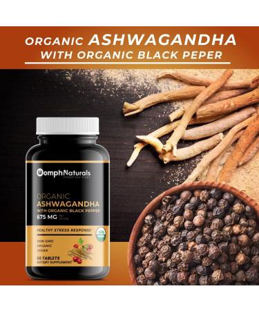 Oomph Naturals Organic Ashwagandha 675mg Vegan Capsules - 60 Day Supply for Stress Relief, Mood & Immune Support - Buy Online on GoSupps.com