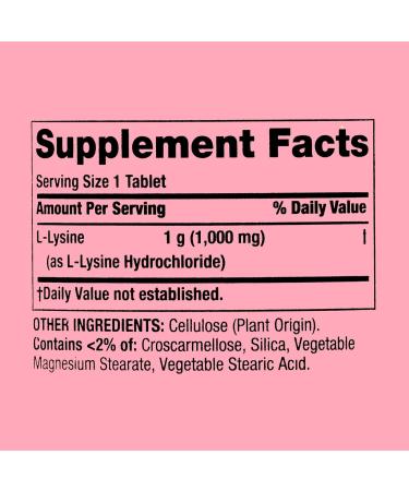 L-Lysine 1000mg Tablets Essential Amino Acid for Immune Support Collagen Formation and Skin Health High-Potency Lysine Supplement 100 Count Gluten-Free Vitamin Guide Included - Buy Online on GoSupps.com