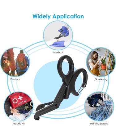 MOVOCA 7.5 Medical Scissors with Carabiner - Bandage Trauma Shears for Doctors, Nurses, EMT, EMS - Stainless Steel, Non-Stick Blades - Black - Buy Online on GoSupps.com