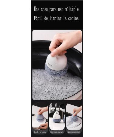 Plastic Sponge Scrubber Cleaning Balls Cutlery Scrubber Metal Scrubbing Pad Balls for Pots and Pans Cleaning Removes Rust Dirty Cookware Cleaner with Handle (Sassafras) - Buy Online on GoSupps.com